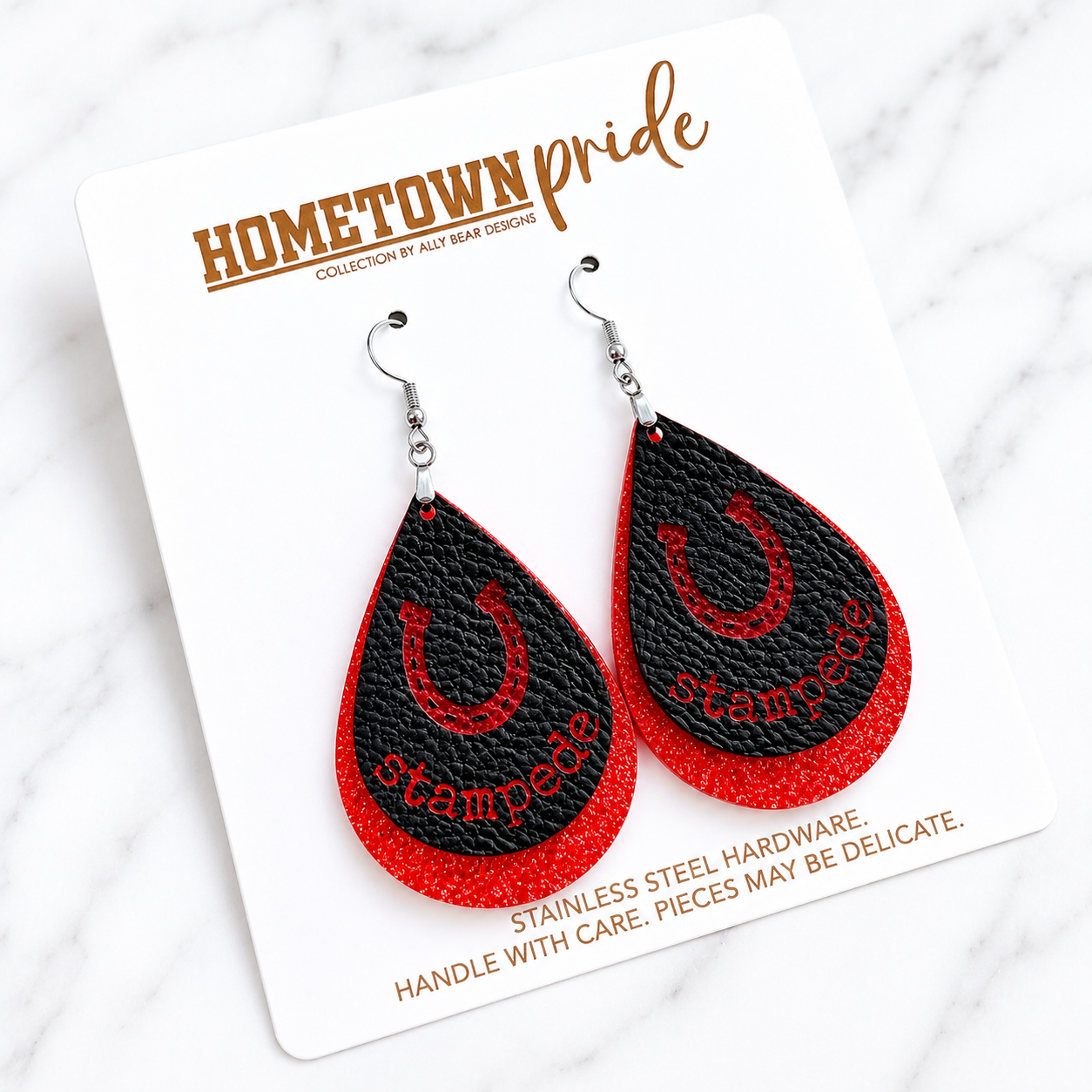 Acrylic / Vegan Leather Teardrop Earrings