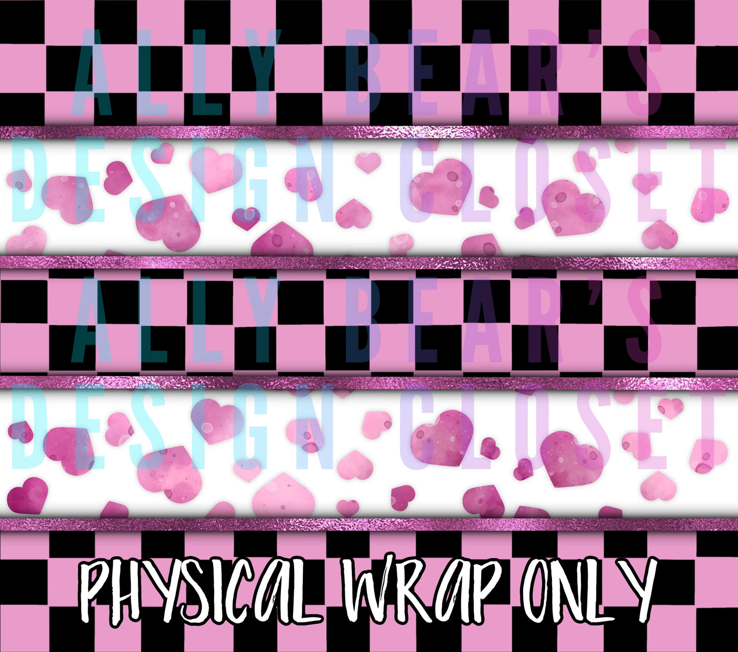 Pink Checkered Hearts