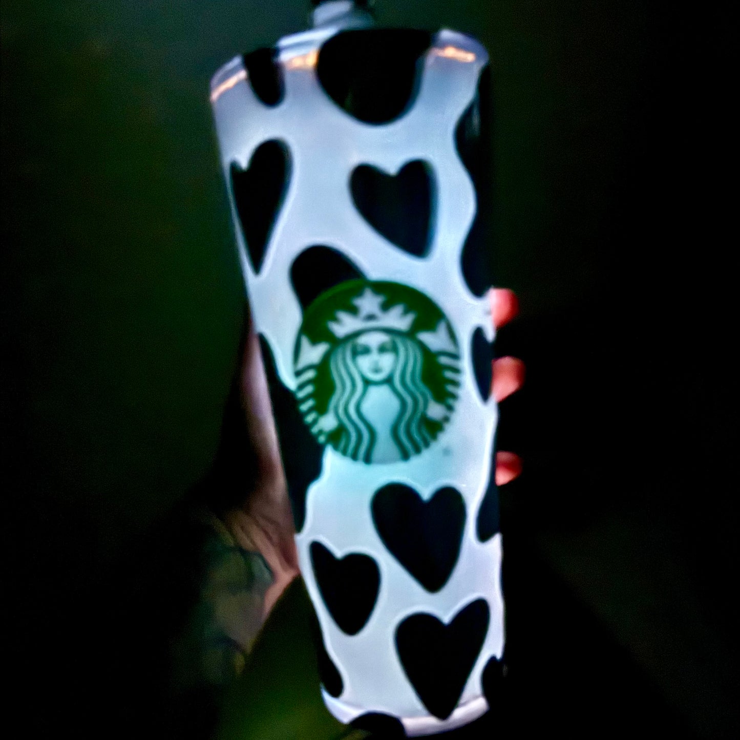 24oz Acrylic Glow in the Dark Cow Milk Snowglobe