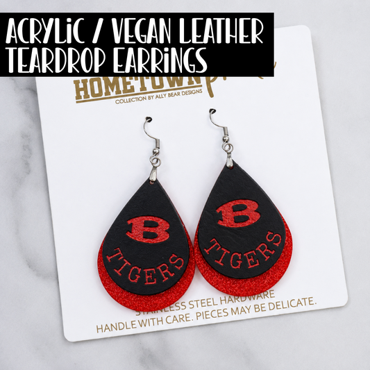 Acrylic / Vegan Leather Teardrop Earrings