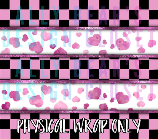 Pink Checkered Hearts