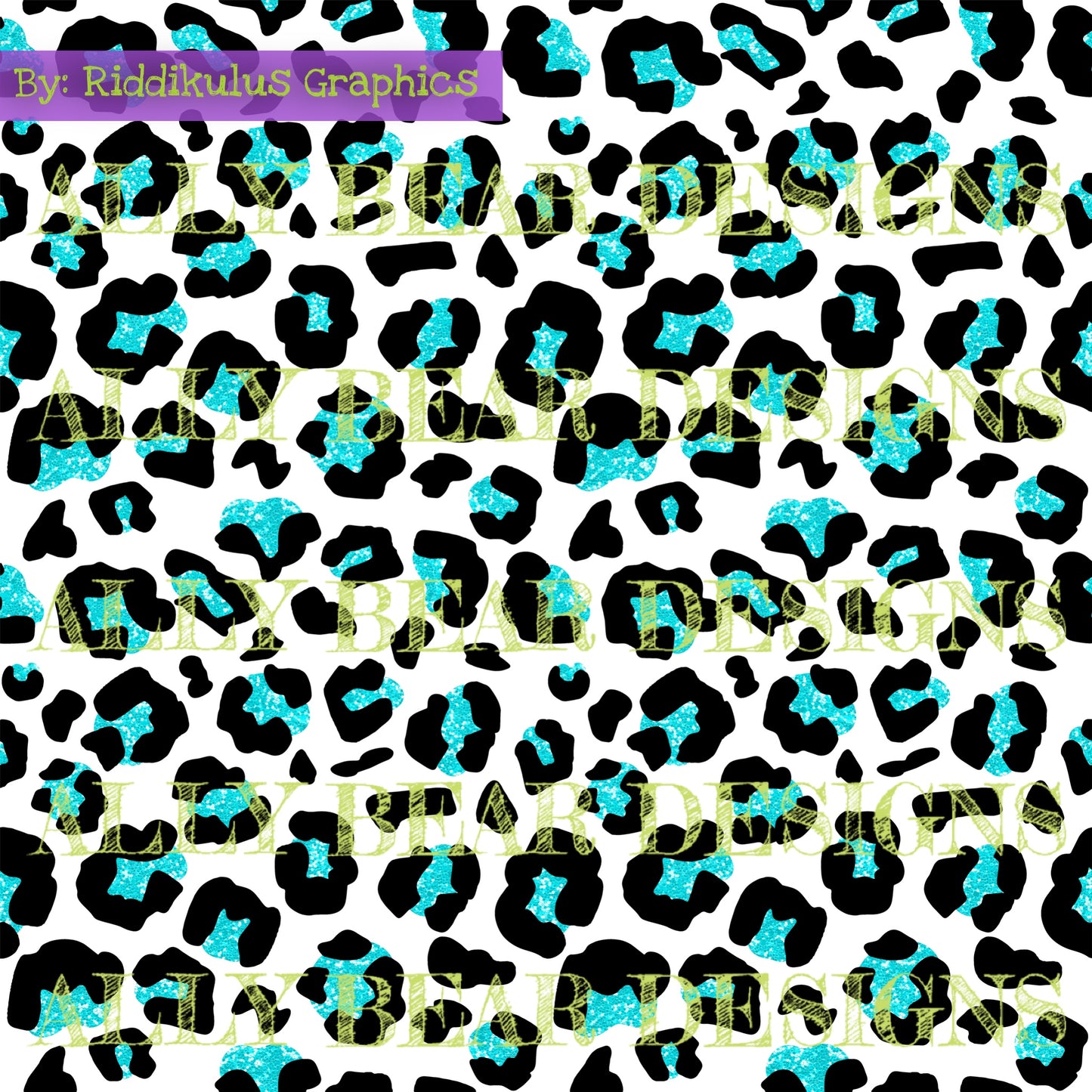 Teal Glitter Cheetah