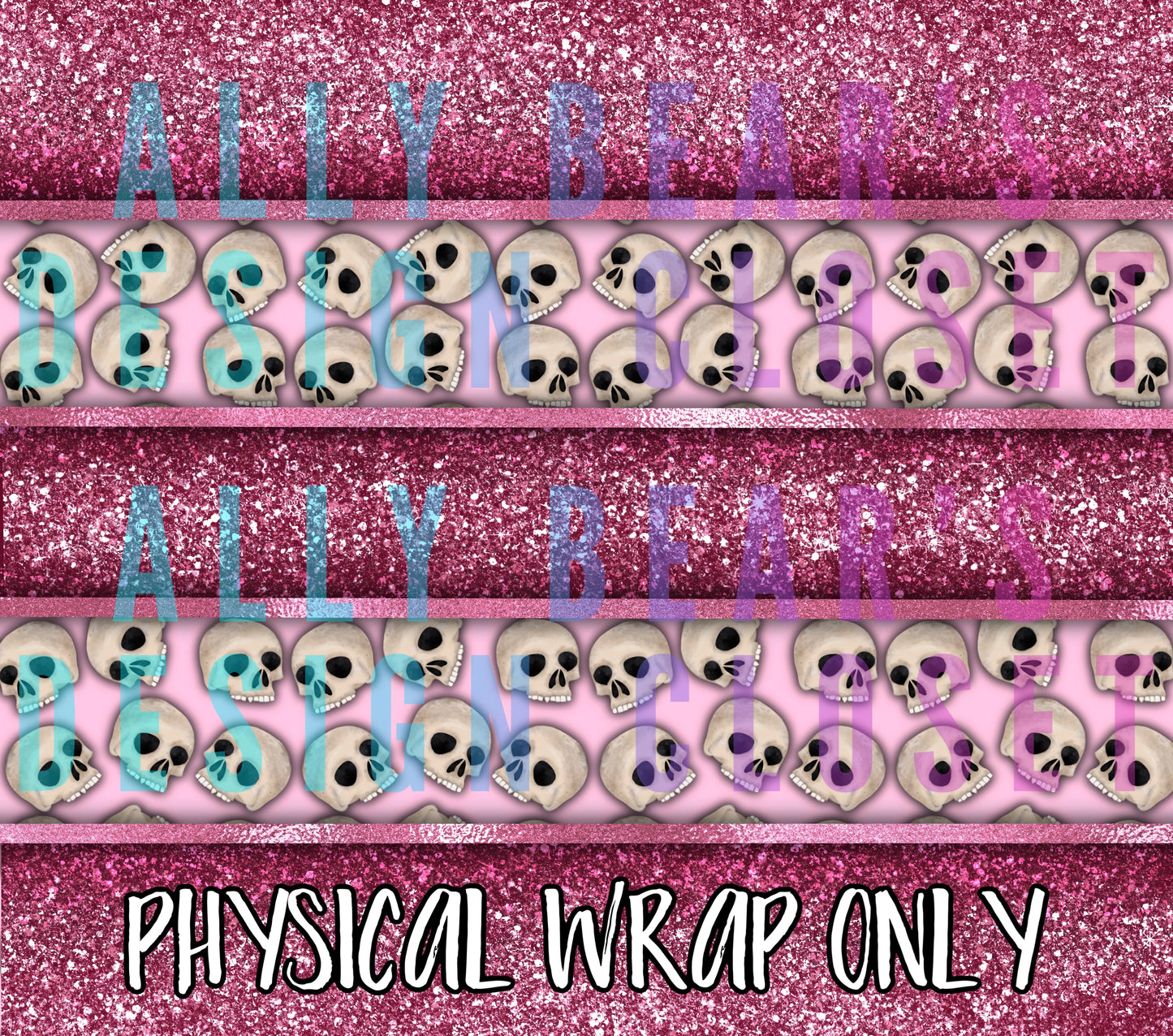 Glitter Stripes and Skulls - Pink